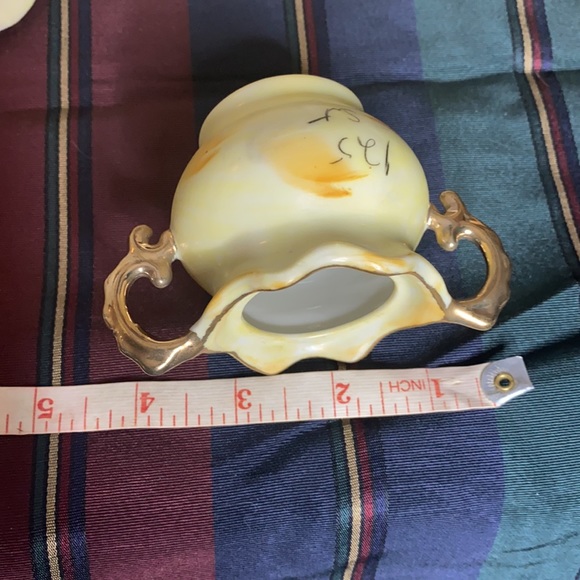 . Vintage Fresco Sugar Bowl & Creamer Set - Hand Painted Floral Pattern Set - Picture 10 of 11